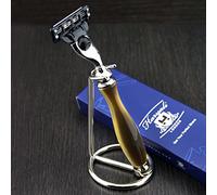 Triple Edge Cartridge Razor with Designer Resin Handle & Stainless Steel Razor Stand Perfect For Wet Shave