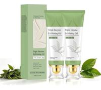 Triple Enzyme Green Tea Exfoliating Gel,Deep Cleansing Face and Body Exfoliating Scrub Gel,Brightens Tone Moisturizing Cleanses Skin Gel,Gentle Facial Exfoliator,Dead Skin Remover,for Men Women(2 Pcs)
