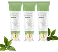 Triple Enzyme Green Tea Exfoliating Gel, Deep Cleansing Face and Body Exfoliating Scrub Gel,Gentle Facial Exfoliator, Brightens Tone Moisturizing Cleanses Skin Gel for Men and Women，3PC