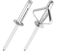 Triple Expansion Aluminium Blind Rivets - Assortment of Bulb Rivets for Plastics or Soft Materials (Silver, Ø6.4x20mm - 50 Pieces)