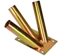 Triple Flag Pole Holder - Wall Mounted Flag Pole Bracket, Galvanised (Gold), Rust and Weather Resistant, Heavy Duty Flagpole Mount for Home and Outdoor Use