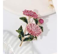 Triple Flower Daisy Brooch Boho Rustic Floral Lapel Pin Alloy Chrysanthemum Brooch Badge Casual Botanical Accessory for Women Mom Bridesmaid Clothing Hat Scarf Decor
