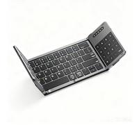 Triple fold portable Bluetooth keyboard, wireless folding design, palm sized, seamlessly connects to mobile phones, tablets, and laptops (silvery)