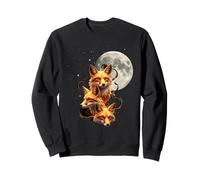 Triple Fox Moon Night Wildlife Stars Mystery Forest Sweatshirt