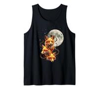 Triple Fox Moon Night Wildlife Stars Mystery Forest Tank Top