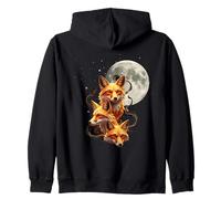 Triple Fox Moon Night Wildlife Stars Mystery Forest Zip Hoodie