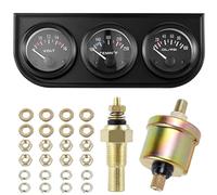 Triple Gauge Kit Accurate Mini 3 in 1 Oil/Volt/Water Gauge with Black Console Easy to Read 52mm Electric Gauge Kits Suitable for 12V Cars Auto Trucks Tractors Marine Boat MJ