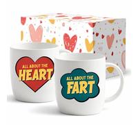 Triple Gifffted Anniversary Mugs for Couples - Pop Art Funny Fart Gag Gifts - 380ML Ceramic Coffee Cups in Gift Box - Idea for Valentine’s Day Christmas Wedding - Boyfriend Girlfriend - Husband Wife