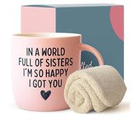 Triple Gifffted Best Sister Ever Pink Coffee Mug & Socks, Gifts for Little Big Sisters, Birthday Presents Ideas, Valentines, Mothers Day, Christmas for Younger and Older Sibling, Ceramic Cup 380ML