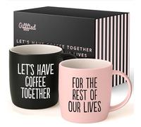 Triple Gifffted Lets Have Coffee Together Coffee Mug Set, Engagement Wedding Gifts for Couple, Bride and Groom Newlywed Bridal Shower, His and Hers, Mr and Mrs, Christmas, Valentine’s, Ceramic 380ML