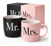 Triple Gifffted Mr and Mrs Coffee Mugs for Couples, Gift Ideas for Wedding, Anniversary, Engagement, Valentine's Day, Christmas, Gift for Him, Husband, Wife, He, She, Men, Women, Girlfriend,
