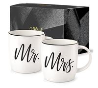 Triple Gifffted Mr and Mrs Coffee Mugs Couples Gifts Set, 13oz Ceramic