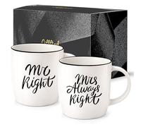 Triple Gifffted Mr Right and Mrs Always Right Coffee Mugs Gift Set, 380ml