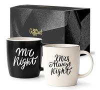 Triple Gifffted Mr Right and Mrs Always Right Coffee Mugs Gift Set, 380ml
