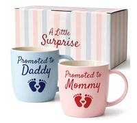 Triple Gifffted Promoted to Mommy and Daddy Coffee Mugs Set, 380ml Ceramic