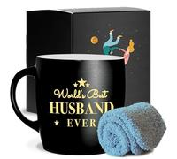 Triple Gifffted Worlds Best Husband Coffee Mug and Socks Gifts for Birthday Christmas Valentine's Father's Day for Men from Wife, Wedding Anniversary, Ceramic Cup, 380ML