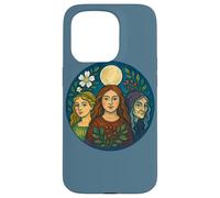 Triple Goddess Moon Illustration Pagan Pride Goddesses Case for iPhone 15 Pro