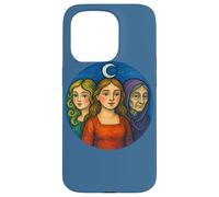 Triple Goddess Moon Illustration Pagan Pride Goddesses Case for iPhone 15 Pro