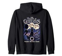 Triple Goddess Moon Phases Black Cat Raven Snake Wiccan Zip Hoodie