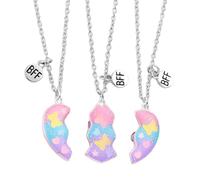 Triple Heart Magnetic Pendant - Interlocking Friendship Charm, Puzzle-Piece Necklace | Sterling Silver Plated Love Ensemble, Adjustable Chain Accessory, Sentimental Matching Jewelry