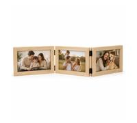 Triple Hinged Photo Frame, Solid Wood Folding Picture Frame with Acrylic Front, Freestanding Multi Photo Display Frame for Family Photos, Wedding Pictures, Home Office Desk Decor (4X6)
