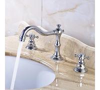 Triple Hole Bathroom Sink Faucet Double Handle Cross Mixer Hot & Cold Brass Lavatory Tap Stylish Basin Faucet for Modern Bathrooms & Easy to Install