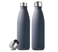 Triple Insulated Stainless Steel Water Bottle (Set of 2) 500ml Insulated Water Bottles, 100% Leakproof Travel Bottle Keeps Hot and Cold - BPA-Free Reusable Flask - Non-Sweat Metal Drinking Bottle