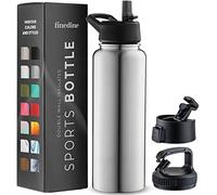 Triple-Insulated Stainless Steel Water Bottle with Straw Lid - Flip-Top Lid - Wide-Mouth Cap (40 oz) Insulated Water Bottles, Keeps Hot and Cold - Sports Canteen Water Bottle