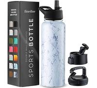 Triple-Insulated Stainless Steel Water Bottle with Straw Lid - Flip-Top Lid - Wide-Mouth Cap (40 oz) Insulated Water Bottles, Keeps Hot and Cold - Sports Canteen Water Bottle