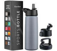 Triple Insulated Stainless Steel Water Bottle with Straw Lid - Flip Top Lid - Wide Mouth Cap (750 ML) Insulated Water Bottles, Keeps Hot and Cold - Great for Hiking & Biking (Modern Lava Gray)