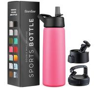 Triple Insulated Stainless Steel Water Bottle with Straw Lid - Flip Top Lid - Wide Mouth Cap (750 ML) Insulated Water Bottles, Keeps Hot and Cold - Great for Hiking & Biking (Striking French Rose)
