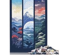 Triple Japanese Mountains Jigsaw Puzzles for Adults Kids. 1000 Piece Whimsical Challenge Toy Educational Game Home Decoration for Educational Games 1000pcs (38x26cm)