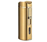 Triple Jet Flame Lighter, Windproof Metal Portable Lighter with Punch Hole & Flame Adjustment, Great Gift Idea for Men, Fuel Not Included