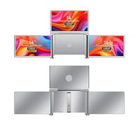 Triple Laptop Screen Extender, 14 1080P FHD IPS Display Portable Monitor, 180° Rotation USB C Plug Play Laptop Monitor Extender, for OS X 13.6in to 17.3in (UK Plug)