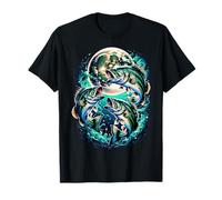 Triple Largemouth Bass Splash Under Full Moon T-Shirt
