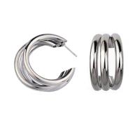 Triple-Layer C-Shaped Hoop Earrings,Fashionable plain ring earrings, Hollow Design,Earring girl at the dinner party, Uniform code, Metal, no gemstones