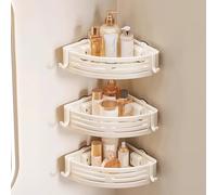 Triple Layer Corner Shower Caddy with Suction CupsCream White Bathroom Triangle Shelf Easy Install High Load Capacity SpaceSaving Orga for Shower and Bath