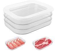 Triple Layer Deli Meat Container Set for Fridge, 1.6L BPA-Free Cold Cut Storage with Lid 3 Tier Food Organizer Saver Refrigerator for Cheese, Ham, Sandwich, Lunch, Stackable, Dishwasher Safe, Airtight