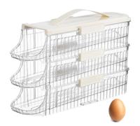 Triple Layer Egg Storage Box for Fridge with Carry Handle White Pet | Large Capacity, Single Row Layout, Portable Design for Home Use and Outdoor Activities