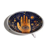 Triple Leg Enamel Hamsa Offering Plate Midnight Blue