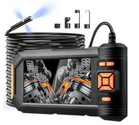 Triple Lens Inspection Camera 32FT, 5'' IPS Screen 1080P HD 8mm Endoscope Inspection Camera with Lights, Waterproof Drainage Borescope for Sewer Pipe Plumbing Snake Semi-rigid Cable