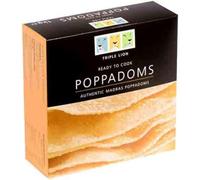 Triple Lion Plain Uncooked Urid Flour Poppadoms - 1kg Box - Classic Ready-to-Cook Indian-Style Poppadoms