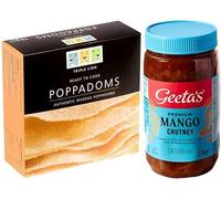 Triple Lion Poppadoms (Approx 88 Count) and Geeta's Mango Chutney 1.5kg Bundle Pack