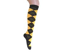 Triple M Plus Knee High plain / Dots /Argyle Socks, Black/Yellow