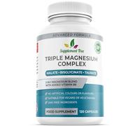 Triple Magnesium Complex - Magnesium Glycinate, Malate, Taurate, Vitamin B6 Blend - 375mg Elemental, 120 Capsules, 40 Servings, Vegan, UK Made by Supplement Tree