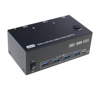 Triple Monitors Switcher 2 DisplayPort 1.4+HDTV 2.1 USB3.0 Hubs Expansion For 2Computer 8K@60Hz High Resolution