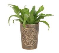 LisaParker Triple Moon Bronze Terracotta Plant Pot - Mystical Tree of Life, Spiritual Symbol, Growth and Rebirth, Antiqued Bronze Effect - Unique Mystical Decor for Plants