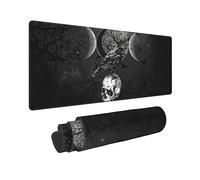 Triple Moon Crow Skull Galaxy Halloween Mouse Pad XL Extended Desk Mat, Non Slip Rubber Base Stitched Edge Gaming Pc Desktop Large Mice Pad,31.5 X 11.8 Inch