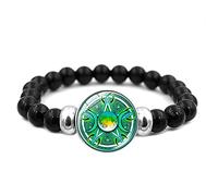 Triple moon goddess beaded bracelet Wicca Pentagram star sun magic supernatural amulet elastic bracelets gifts for men women, Crystal, Agate