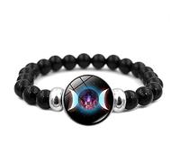 Triple moon goddess beaded bracelet Wicca Pentagram star sun magic supernatural amulet elastic bracelets gifts for men women, Crystal, Agate